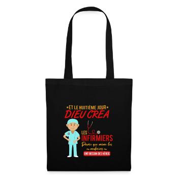 Infirmier shirt • Hero • Infirmier Cadeau - Sac en tissu - noir - Devant