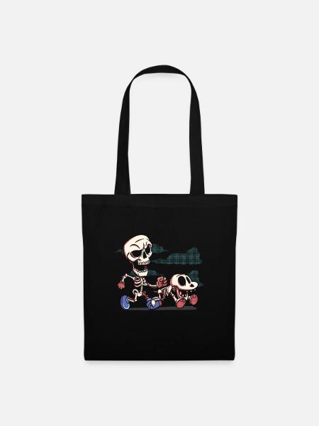 Skelett-Hund Halloween Hunde-Liebhaber - Stoffbeutel - Schwarz