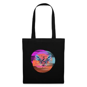 Backprint Techno Party Music Notes - Tote Bag - black - Front