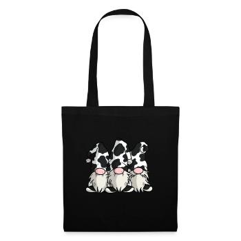 Gnomes mignons d’impression de vache - Sac en tissu - noir - Devant