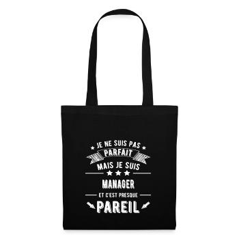 Je ne suis pas parfait manager humour métier - Sac en tissu - noir - Devant