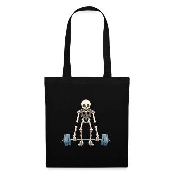 Funny skeleton weightlifting - Tote Bag - black - Front