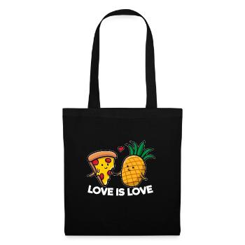 Love Is Love Pizza Ananas - Stoffbeutel - Schwarz - Vorne