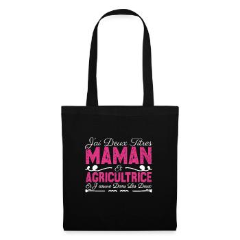 J'ai deux titres maman et Agricultrice.CadeauMaman - Sac en tissu - noir - Devant