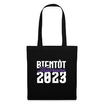 Cadeau Annonce grossesse bientôt Marraine 2023. - Sac en tissu - noir - Devant