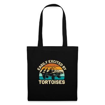 Easily Excited By Tortoises Vintage Sunset Retro T - Stoffbeutel - Schwarz - Vorne