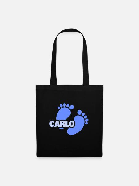 Geburt Carlo - Stoffbeutel - Schwarz