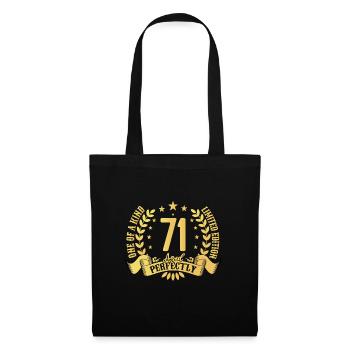 71 Jahre Geburtstagsgeschenk 71 Jahre - Stoffbeutel - Schwarz - Vorne