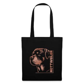 ROTTWEILER Zeichnung Kopf rosegold - Stoffbeutel - Schwarz - Vorne