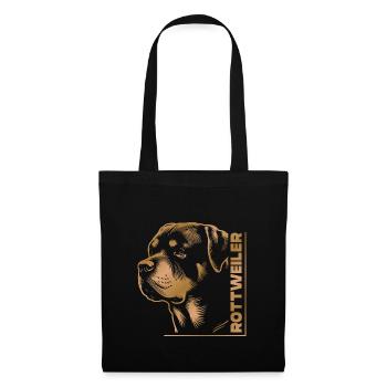 ROTTWEILER Zeichnung Kopf gold - Stoffbeutel - Schwarz - Vorne