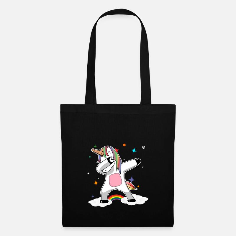 Rainbow Dabbing Unicorn - Stoffbeutel - Schwarz