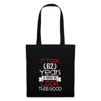 62 ans d'anniversaire · chemise · disant anniversaire - Sac en tissu - noir - Devant