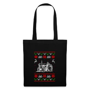 farmer tractor ugly christmas jumper - Stoffbeutel - Schwarz - Vorne