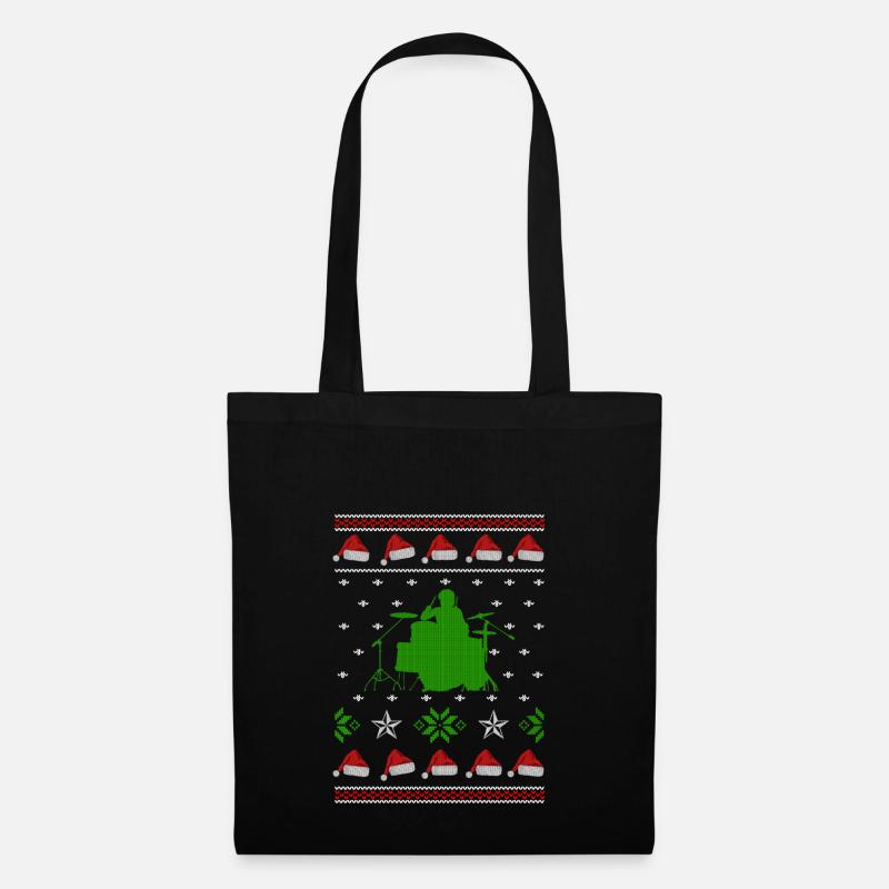 drummer ugly christmas jumper - Stoffbeutel - Schwarz