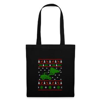 excavator ugly christmas jumper - Stoffbeutel - Schwarz - Vorne