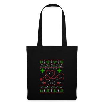 Nurse Hospital Ugly Christmas Jumper Gift - Stoffbeutel - Schwarz - Vorne