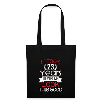 Anniversaire 23 ans · chemise · disant anniversaire - Sac en tissu - noir - Devant