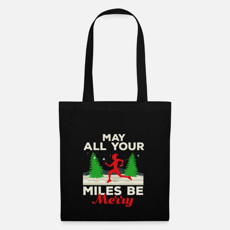 May all your Miles Be Merry Running Gift Gift - Tote Bag - black