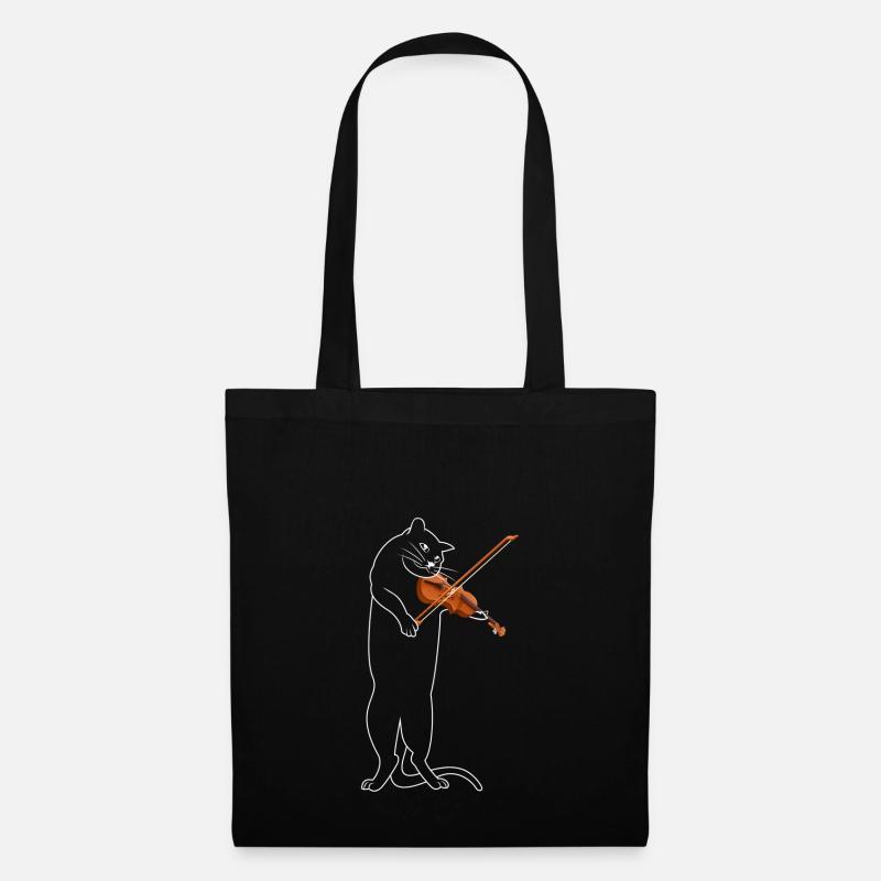 Cat Violin - Stoffbeutel - Schwarz