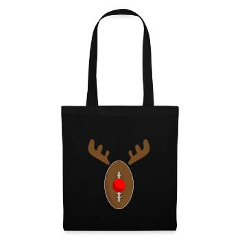 Reindeer Football Christmas - Rentier Football - Stoffbeutel - Schwarz - Vorne