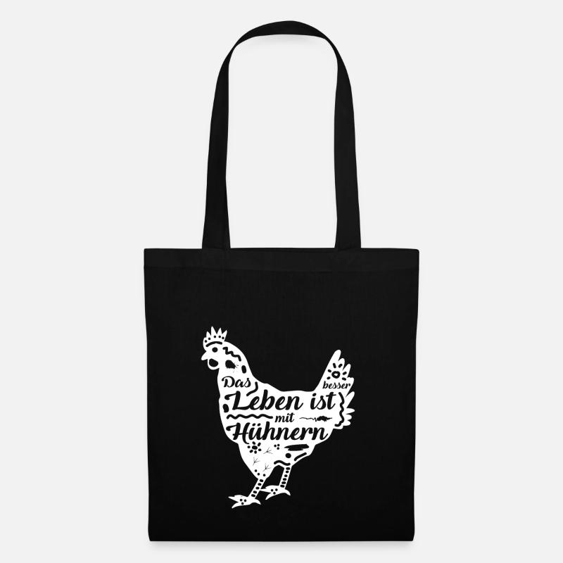 Huhn | Henne | Das Leben ist besser mit Hühnern - Stoffbeutel - Schwarz