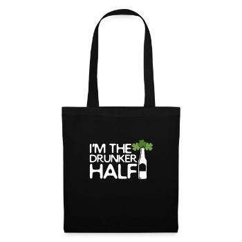 Funny St.Patrick's Day TShirt I'm the Drunker Half - Tote Bag - black - Front