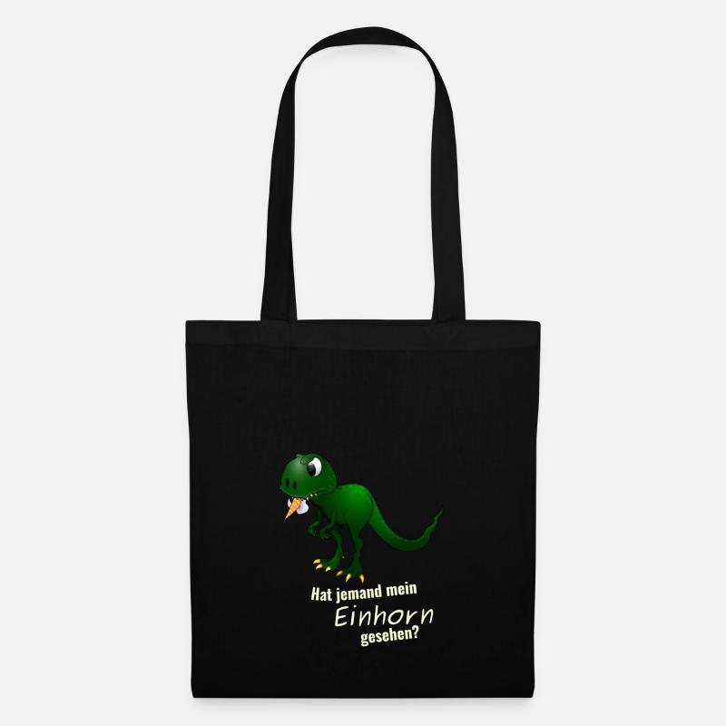 Dino T-Rex frisst ein Einhorn lustiges Geschenk - Stoffbeutel - Schwarz
