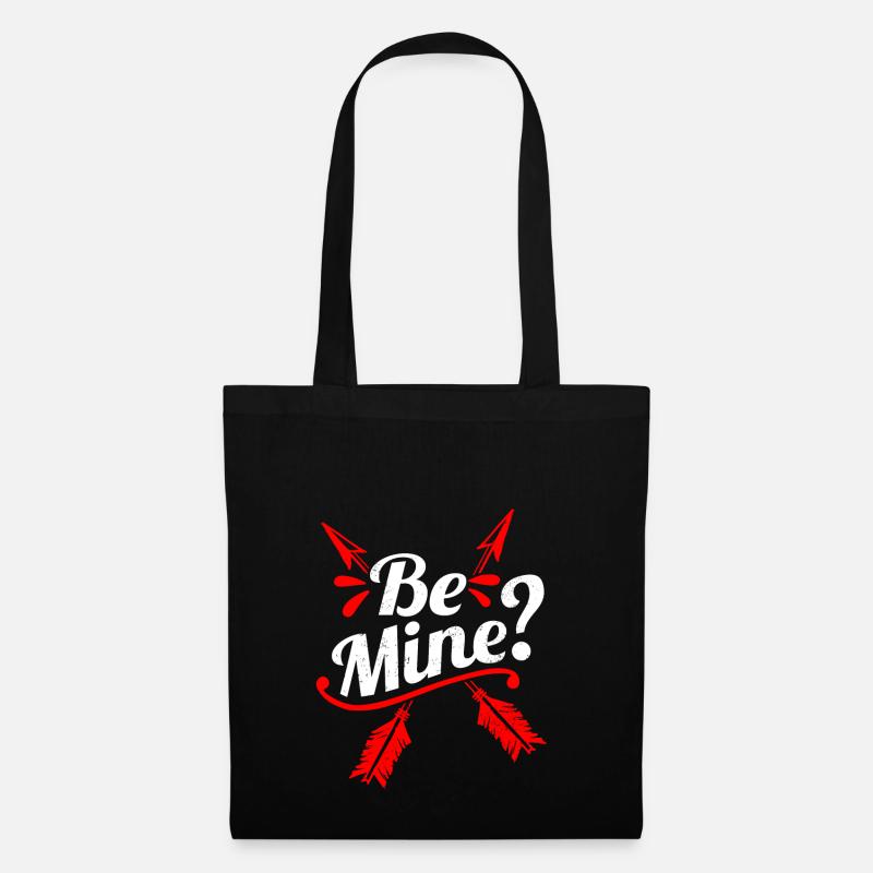 Shop Will You Be Mine Valentines Gift Design - Stoffbeutel - Schwarz