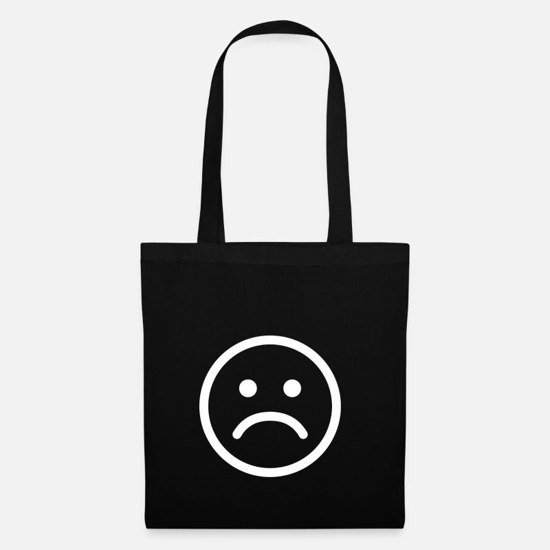sad unglücklich traurig smiley - Stoffbeutel - Schwarz