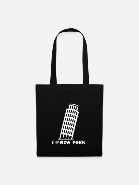 Ich liebe New York Tower von Pisa Pun Prankster Witz - Stoffbeutel - Schwarz