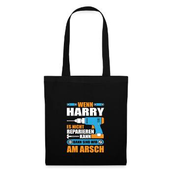 HARRY Name Geschenk Reparatur reparieren - Stoffbeutel - Schwarz - Vorne