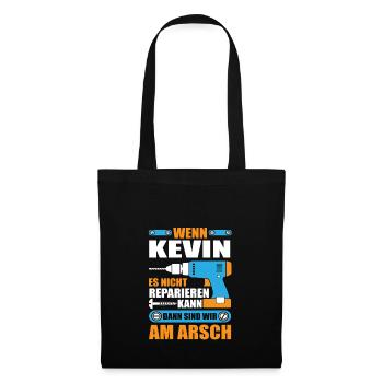 KEVIN Name Geschenk Reparatur reparieren - Stoffbeutel - Schwarz - Vorne