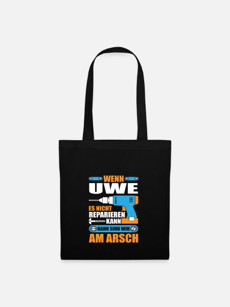 Uwe Name Geschenk Reparatur reparieren - Stoffbeutel - Schwarz