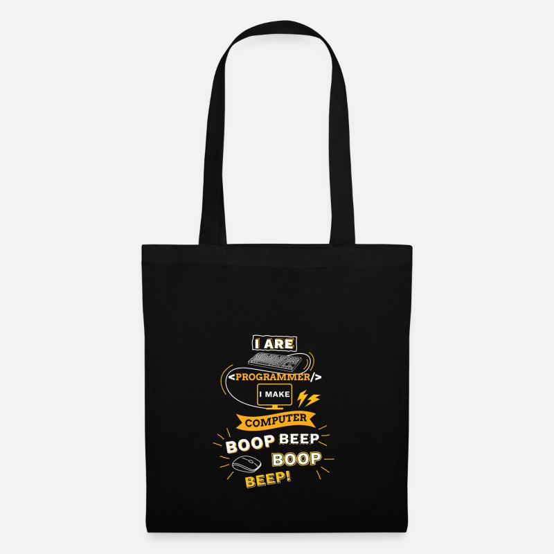 Programmierer Tshirt Geschenk Lustig Boop Beep - Stoffbeutel - Schwarz