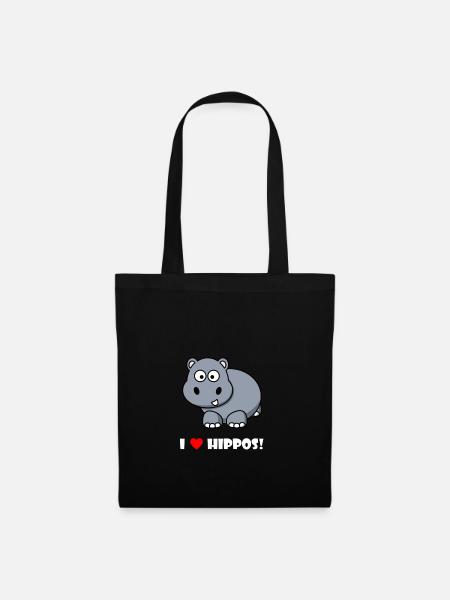 I LOVE HIPPOS #1 - Stoffbeutel - Schwarz