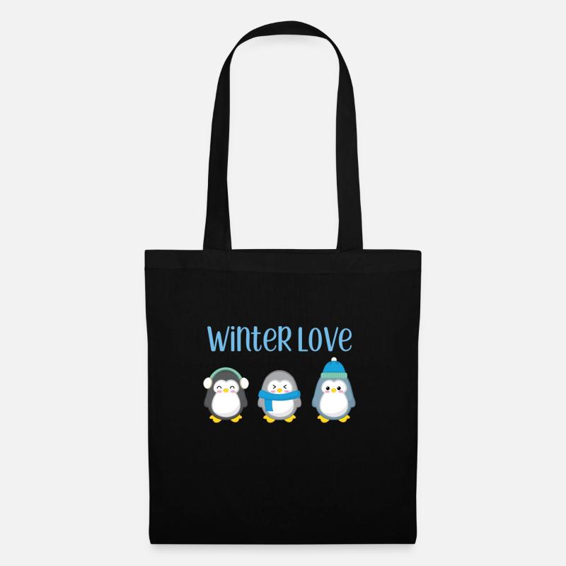 Pinguin - Winter - Geschenk - Süß - Pinguine - Stoffbeutel - Schwarz