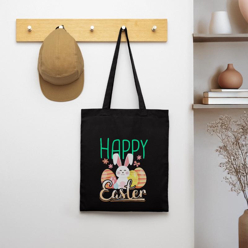 Happy easter gift easter bunny easter eggs cartoon Tote Bag