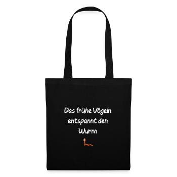 Der frühe Vogel Spruch lustig Wurm Geschenk - Stoffbeutel - Schwarz - Vorne