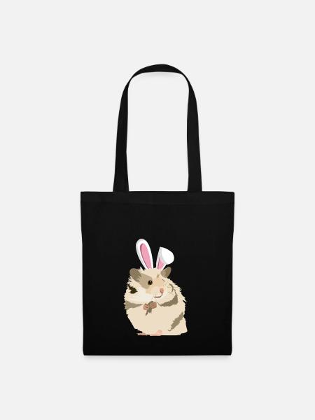 Hamster mit Osterhasenohren Funny Pascha - Stoffbeutel - Schwarz
