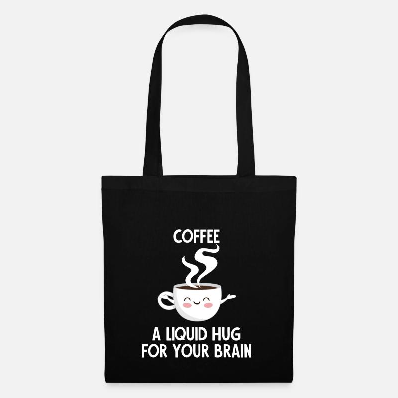 Kaffee - Gehirn - Kaffeetrinker - Geschenk - Stoffbeutel - Schwarz
