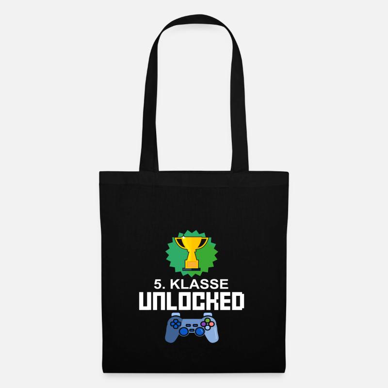 Level Unlocked 5. Klasse Gamer Geschenk Gaming - Stoffbeutel - Schwarz