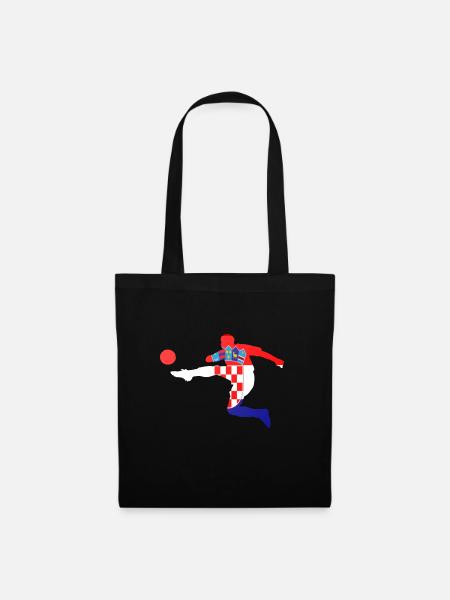 Fußball Bundesliga Sport Kroatien Flagge Spieler - Stoffbeutel - Schwarz