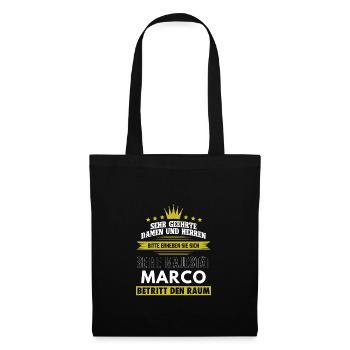 Seine Majestät, Marco, Name, Geschenk, Vorname - Stoffbeutel - Schwarz - Vorne