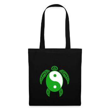 Yin Yang Schildkröte Lustiges chinesisches Tai Chi-Symbol cool - Stoffbeutel - Schwarz - Vorne