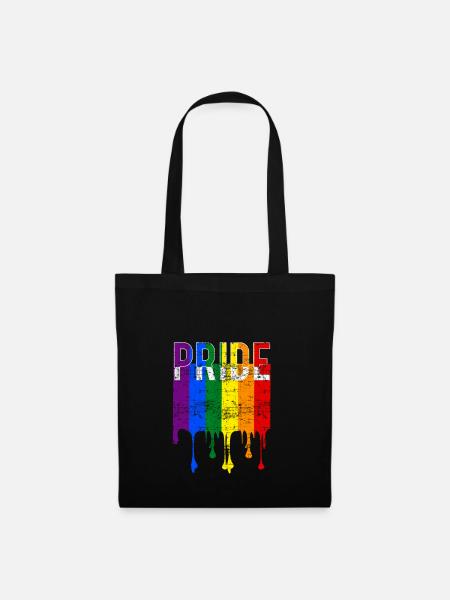 Gay Pride Regenbogenfahne - Stoffbeutel - Schwarz