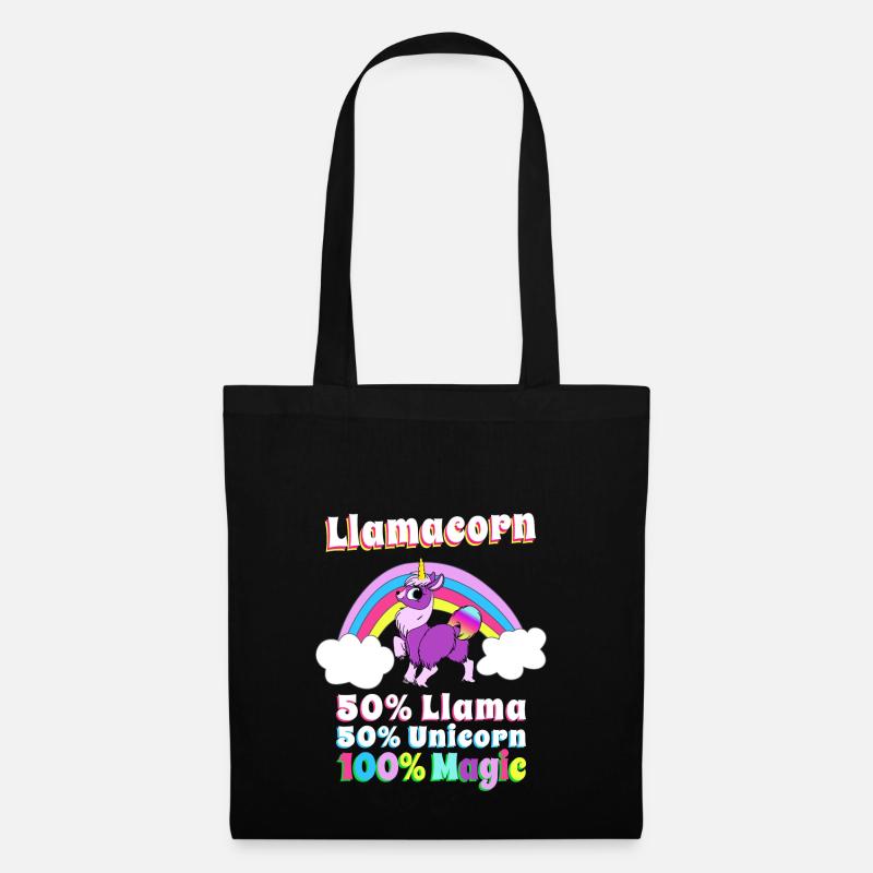 Llamacorn, Lama + Einhorn = Magie! Geschenk - Stoffbeutel - Schwarz