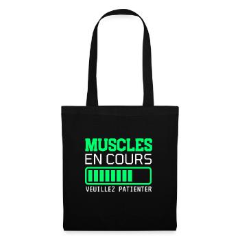 MUSCLES EN COURS idée cadeau humour - Sac en tissu - noir - Devant