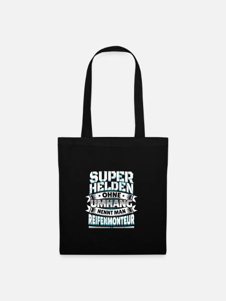 Superheld Spruch Held Reifenmonteur Geschenk - Stoffbeutel - Schwarz