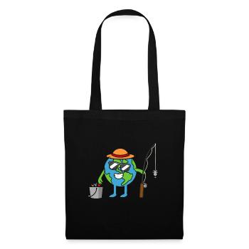 Terre avec canne à pêche Jour de la Terre Angler - Sac en tissu - noir - Devant