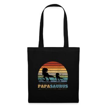 Papa Saurus Vatertag Geburtstag Dino Papasaurus - Stoffbeutel - Schwarz - Vorne